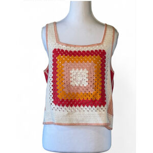 DKNY Jeans NWT Crochet Square Tank Top Medium Boho